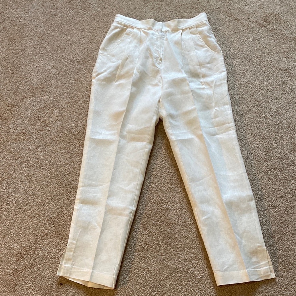 Andres Ortalora ivory linen pants